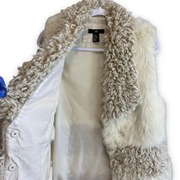 H&amp;M Limited Edition Faux Fur   Sherpa Striped Oversized Vest - Size XS/S…