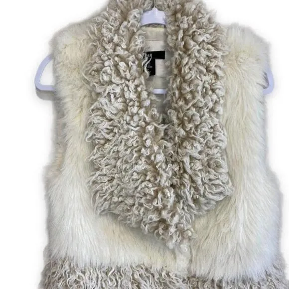 H&amp;M Limited Edition Faux Fur   Sherpa Striped Oversized Vest - Size XS/S…
