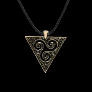 Handcrafted Unique Triskel Triangle Bronze Pendant