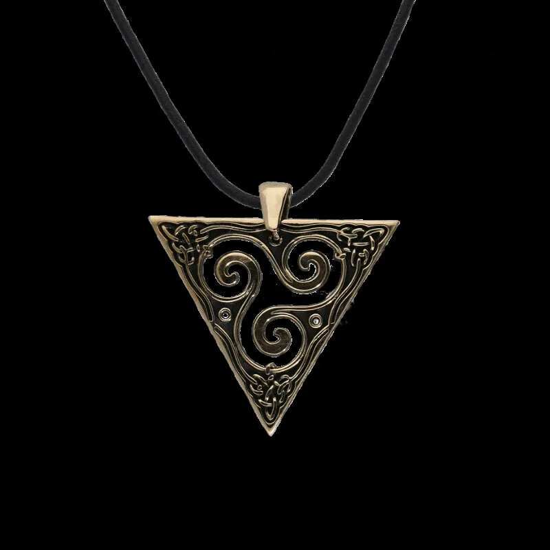 Handcrafted Unique Triskel Triangle Bronze Pendant