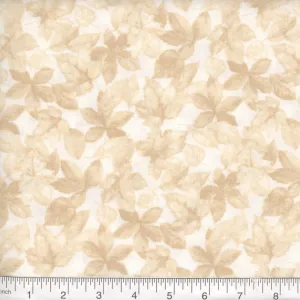 Harvest Leaves Tonal White Cotton Fabric BTY