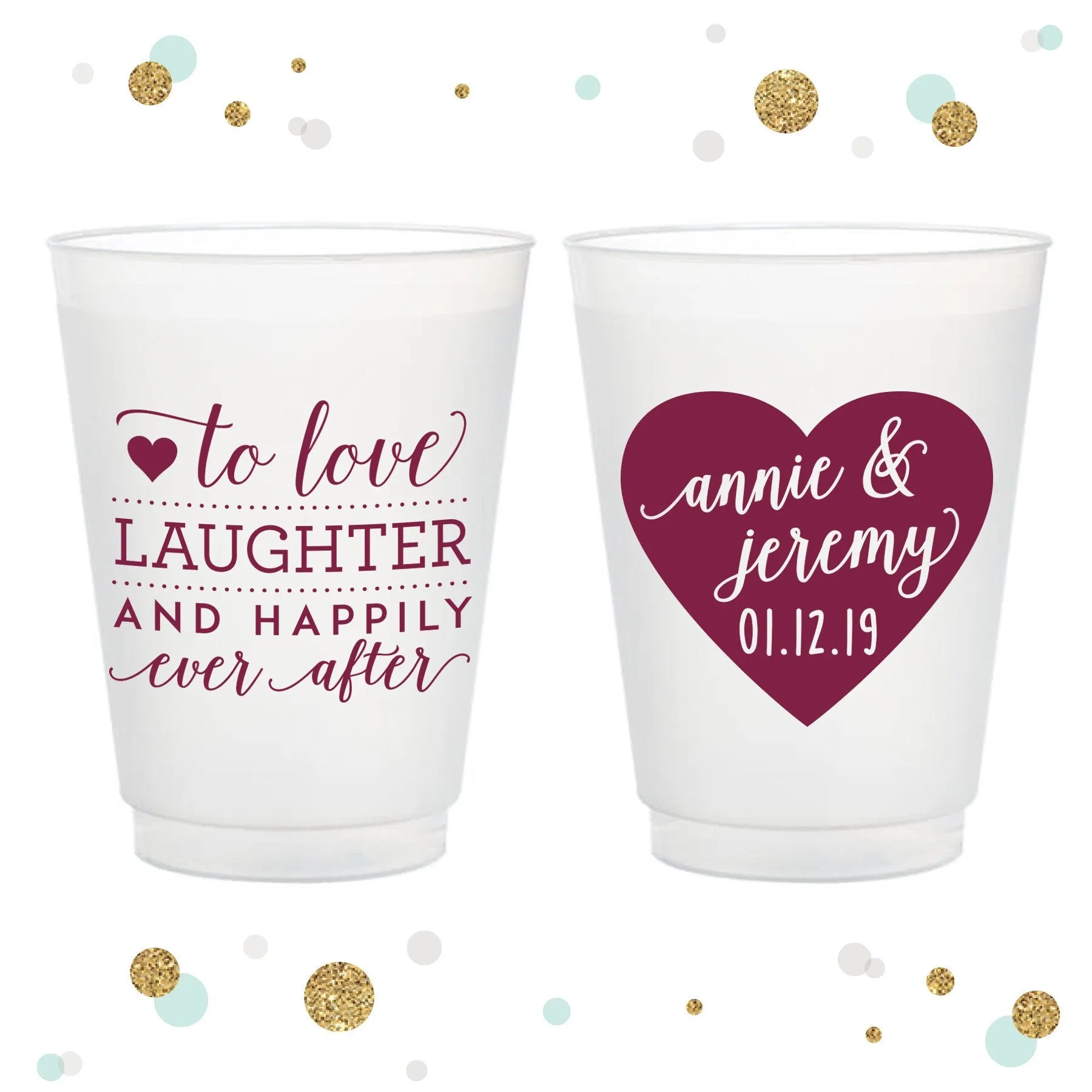 Heart - 12oz or 16oz Frosted Unbreakable Plastic Cup #13
