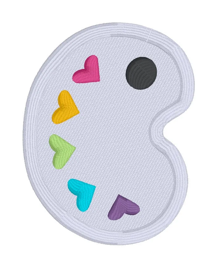 Heart Palette patch (2 sizes included) machine embroidery design DIGITAL DOWNLOAD