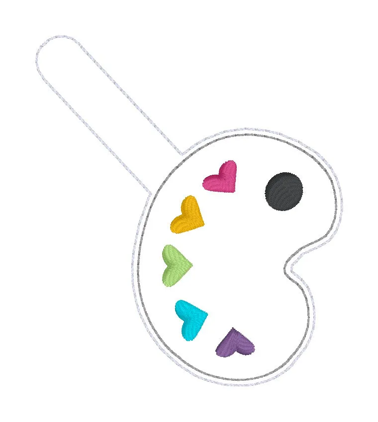 Heart Palette snap tab and eyelet fob machine embroidery file (single and multi files included)