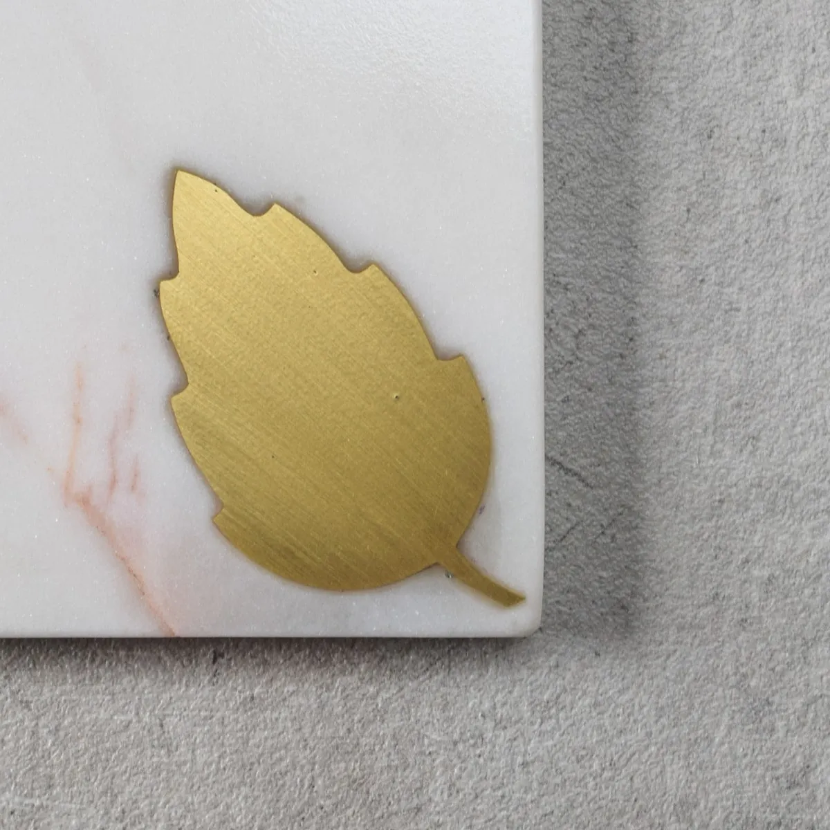 Home Artisan Dorris Marble and Brass Leaf Coasters - Set of 4