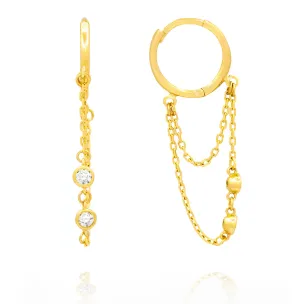 Huggies with Dangling Double Chain