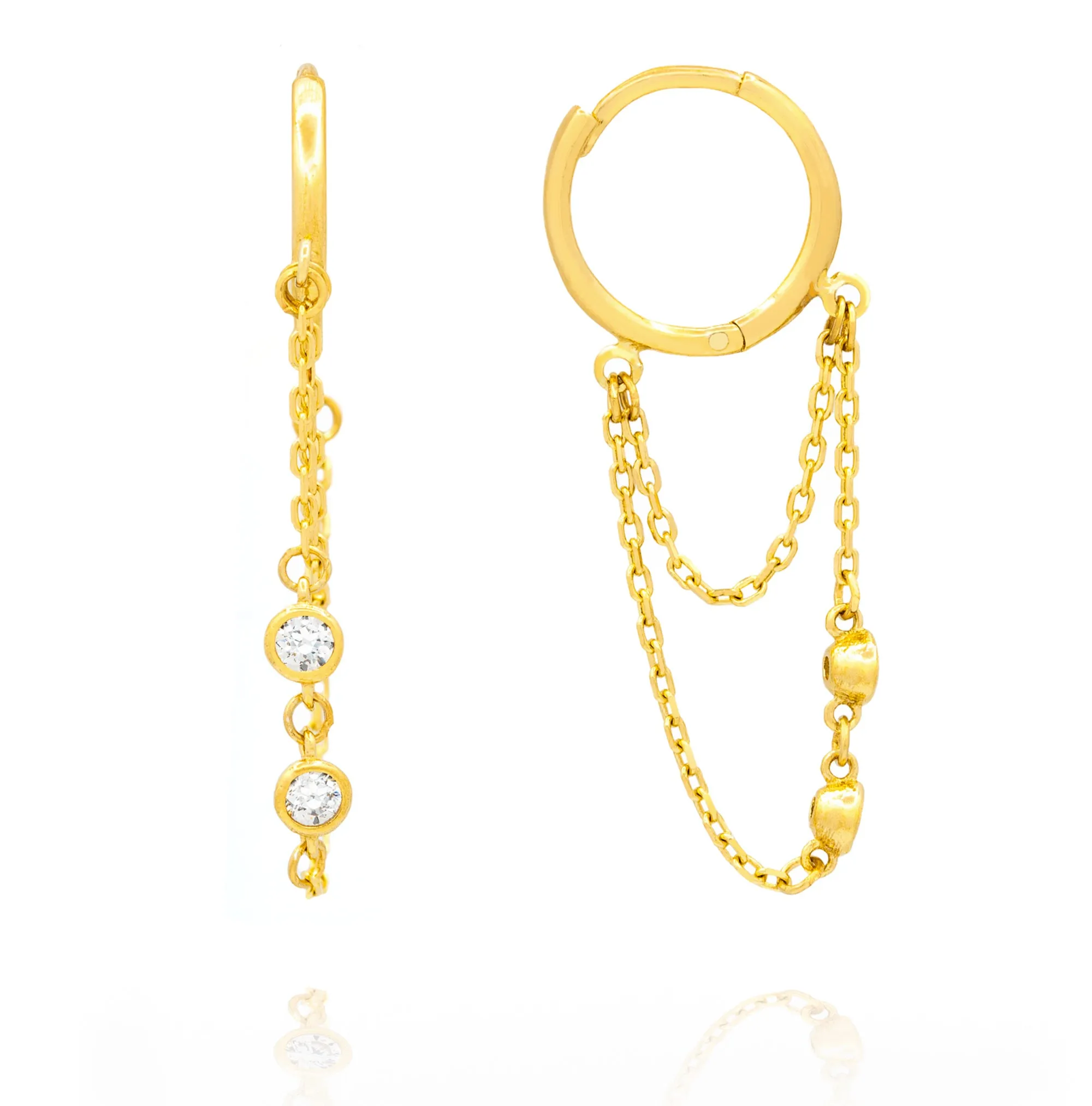 Huggies with Dangling Double Chain