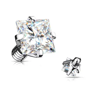 Implant Grade Titanium Internally Threaded Prong Set Square Gem Part