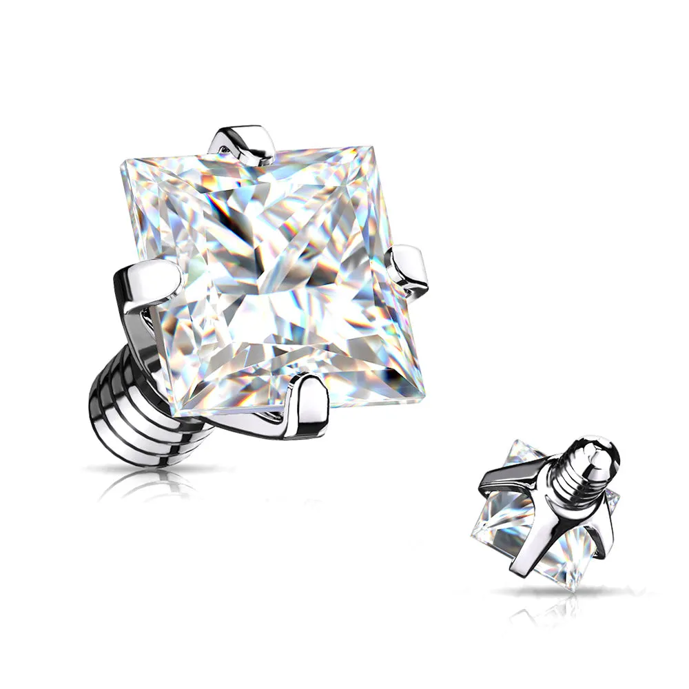 Implant Grade Titanium Internally Threaded Prong Set Square Gem Part