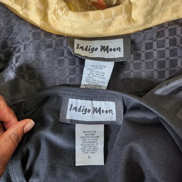 Indigo moon women's multi art to wear embroidered 2 piece jacket set Size Large