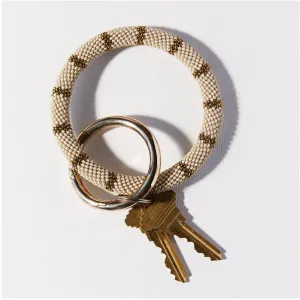 Ink Alloy Beaded Key Ring - Ivory/Gold Stripe