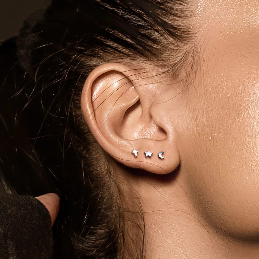 Internally Threaded Black PVD Small Star Implant Grade Titanium Labret