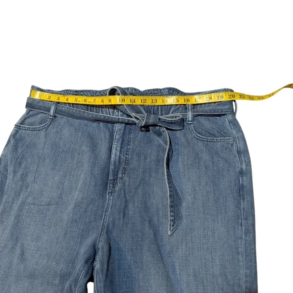 J.CREW Jeans Medium Wash Ultra Wide Leg Paperbag Denim Trousers Women's‎ Size 35