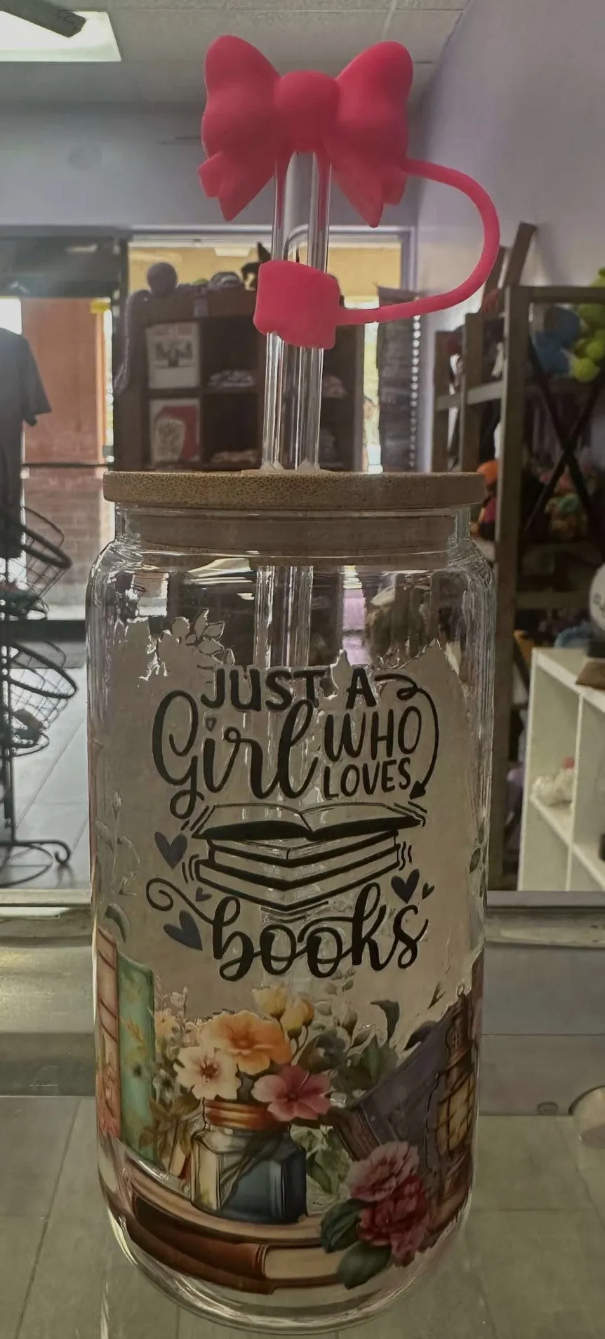 Just A Girl Who Loves Books Glass Cup
