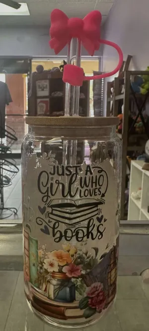 Just A Girl Who Loves Books Glass Cup