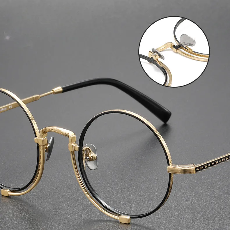 Kadir Titanium Vintage Round Eyeglasses Frames