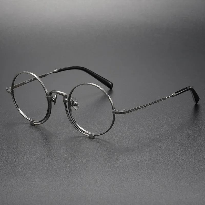 Kadir Titanium Vintage Round Eyeglasses Frames