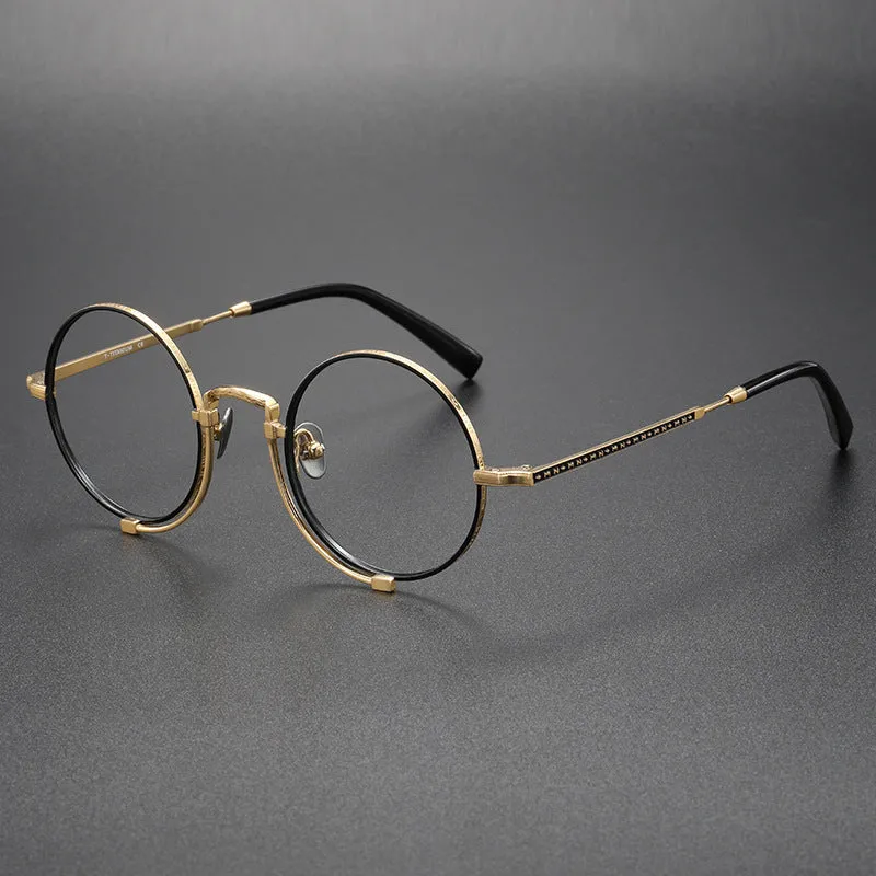 Kadir Titanium Vintage Round Eyeglasses Frames