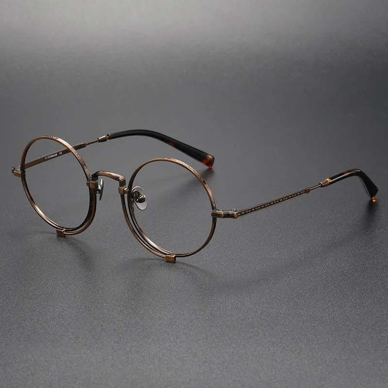 Kadir Titanium Vintage Round Eyeglasses Frames