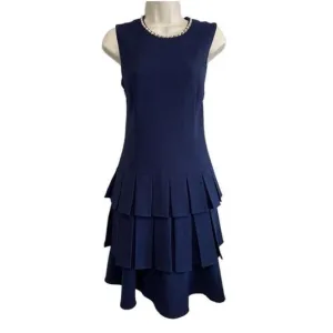 Karl Lagerfeld - Navy Fitted Dress pleated Skirt - Size 6