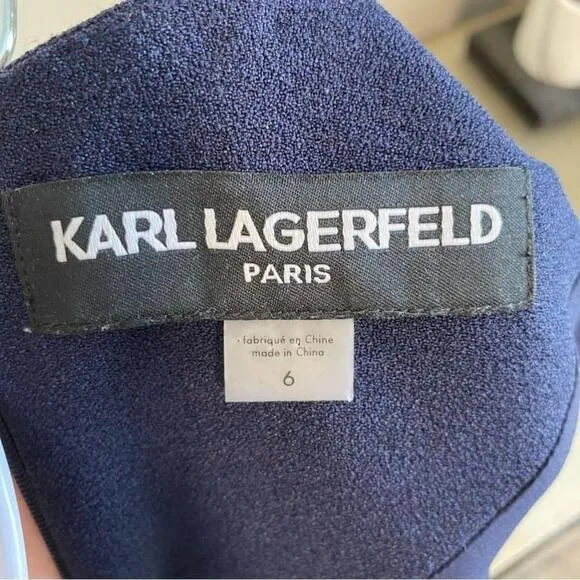 Karl Lagerfeld - Navy Fitted Dress pleated Skirt - Size 6