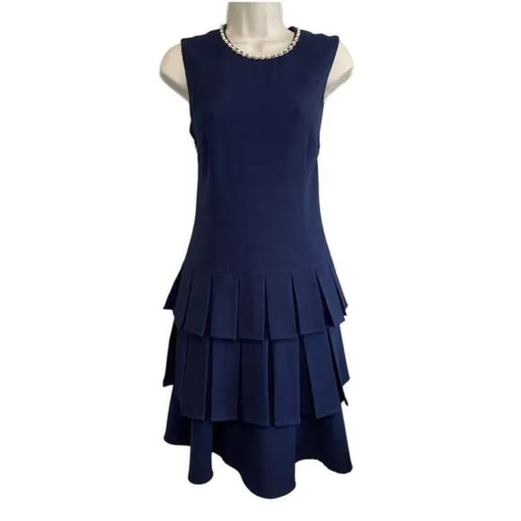 Karl Lagerfeld - Navy Fitted Dress pleated Skirt - Size 6