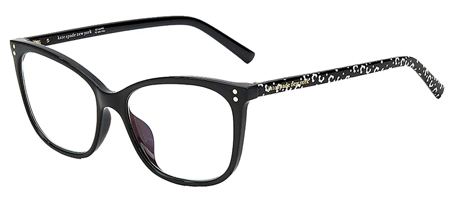 Kate Spade KS Aubree 807 Cat-Eye Plastic Black Reading Glasses with Clear Blue Block Coating Lens