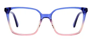 Kate Spade KS Everleigh BR0 Square Plastic Blue Eyeglasses with Logo Stamped Demo Lenses