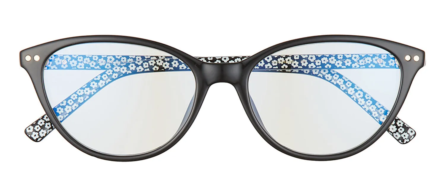 Kate Spade KS Roanne 807 Cat-Eye Plastic Black Readers with Clear Blue Block Lens