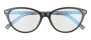 Kate Spade KS Roanne 807 Cat-Eye Plastic Black Readers with Clear Blue Block Lens
