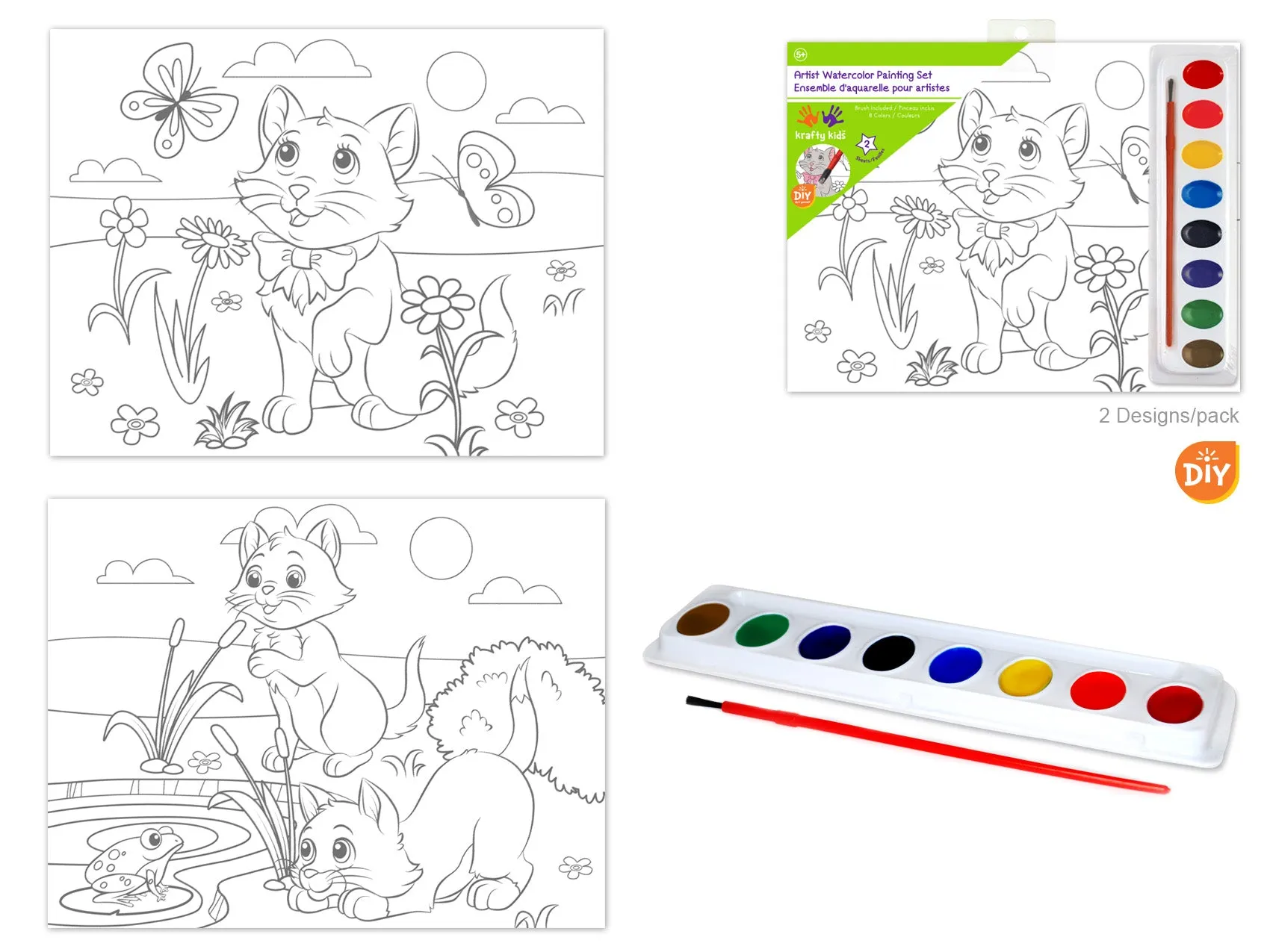 Krafty Kids Kit: 'DIY' Lil' Artist Watercolor Painting Set 2Asst/Pk