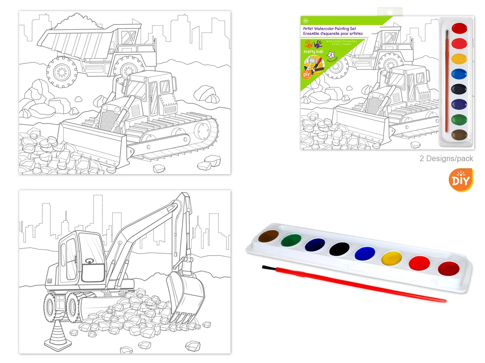 Krafty Kids Kit: 'DIY' Lil' Artist Watercolor Painting Set 2Asst/Pk