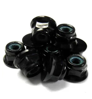 L1476 1/10 Scale RC Car Alloy M4 4mm Thread Nylon Lock Nuts Flanged x 10 Black