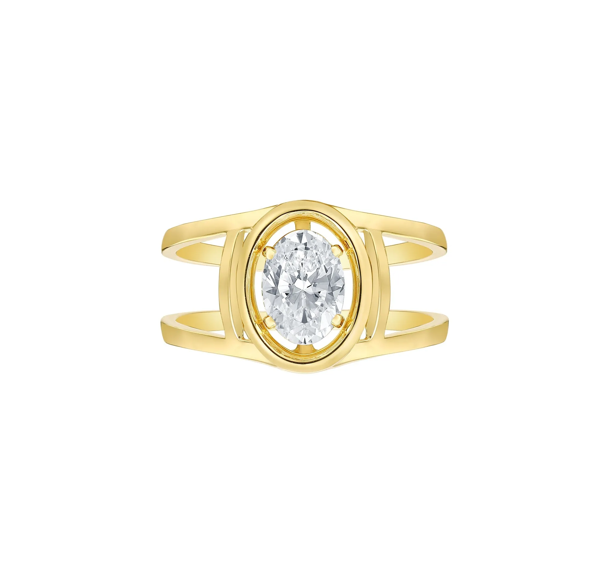 Lab Grown 1.05ct Oval Solitaire Frame Ring <br> R-03743WHT