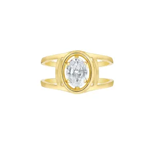 Lab Grown 1.05ct Oval Solitaire Frame Ring <br> R-03743WHT