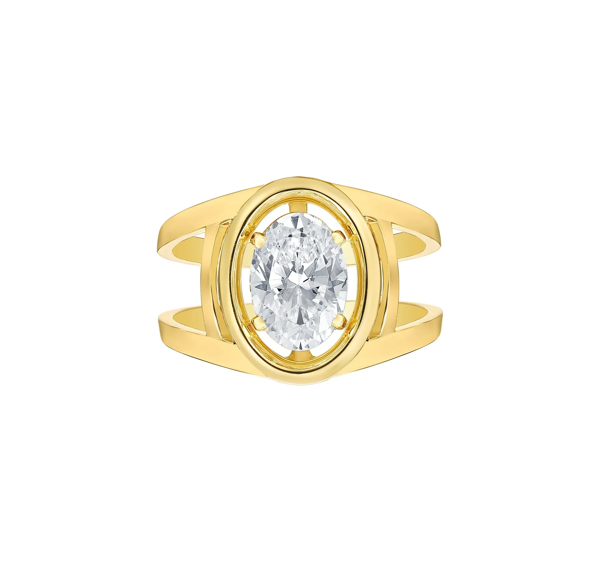 Lab Grown 2.05ct Oval Solitaire Frame Ring <br> R-03744WHT