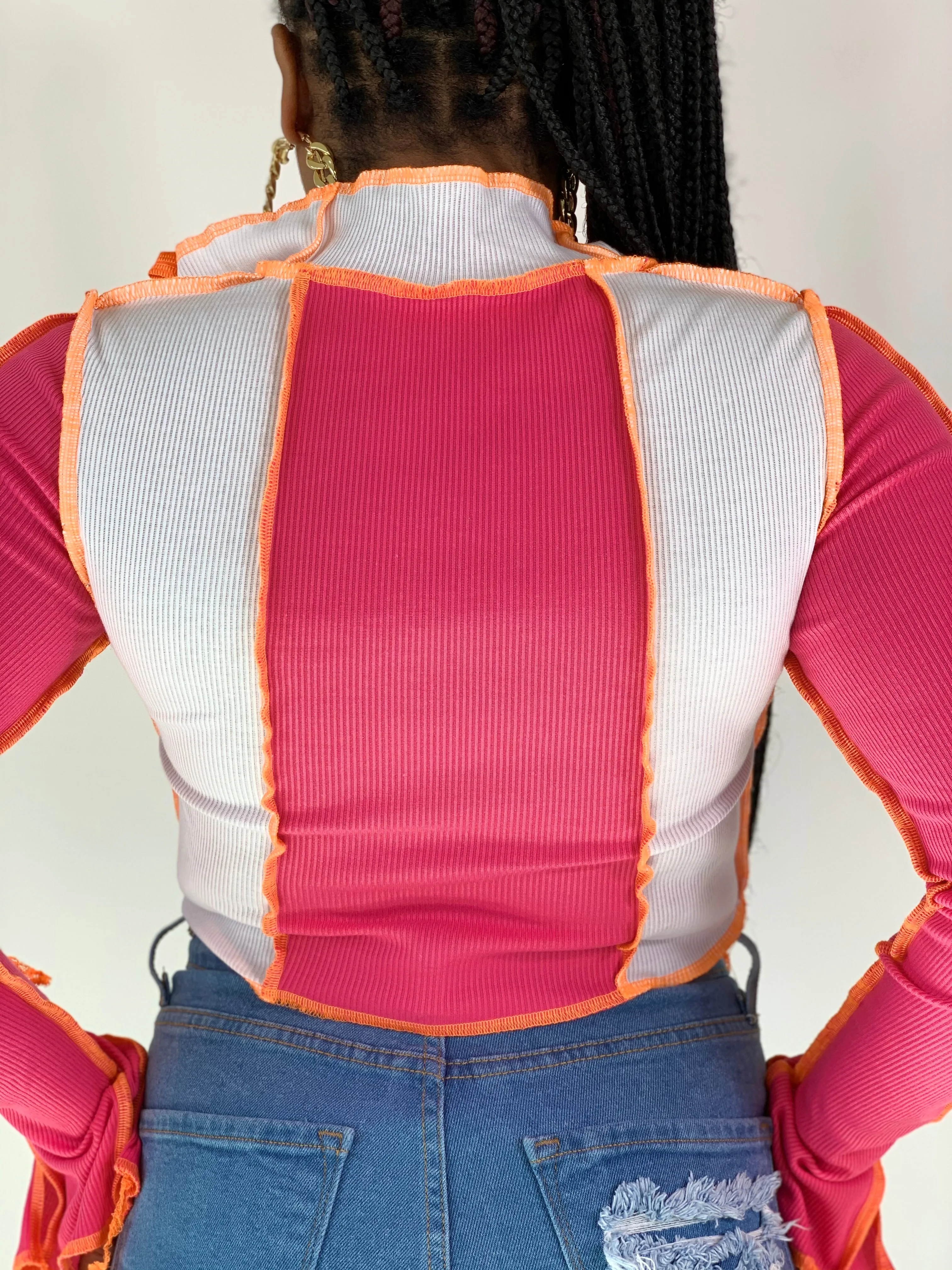 Lace Me Up Top - Pink