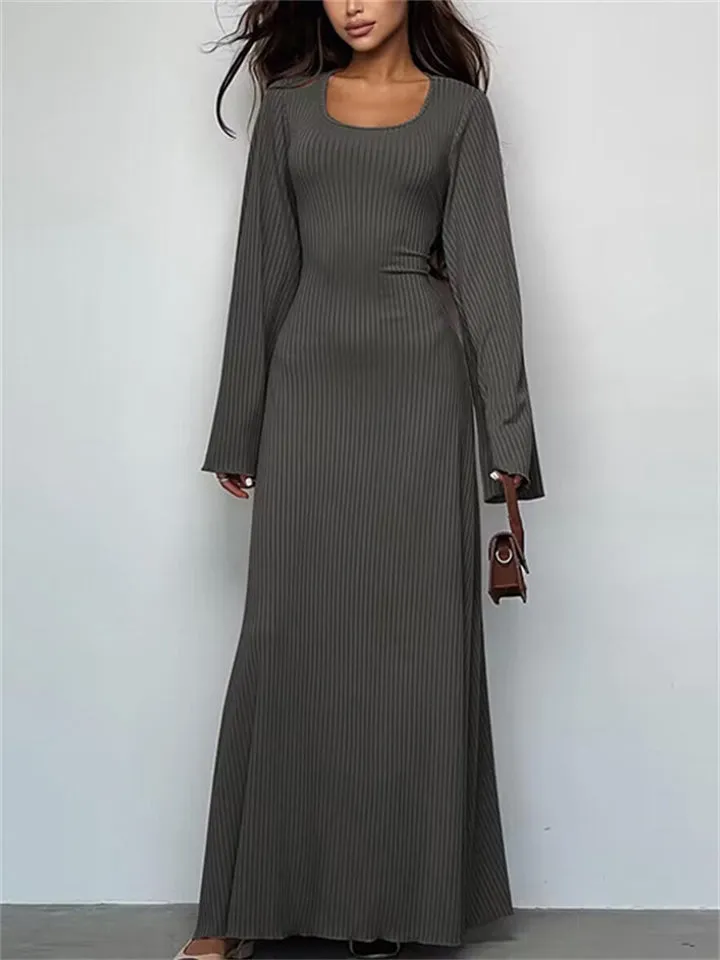 Ladies Elegant U-neck Flare Sleeve Strapped Dresses