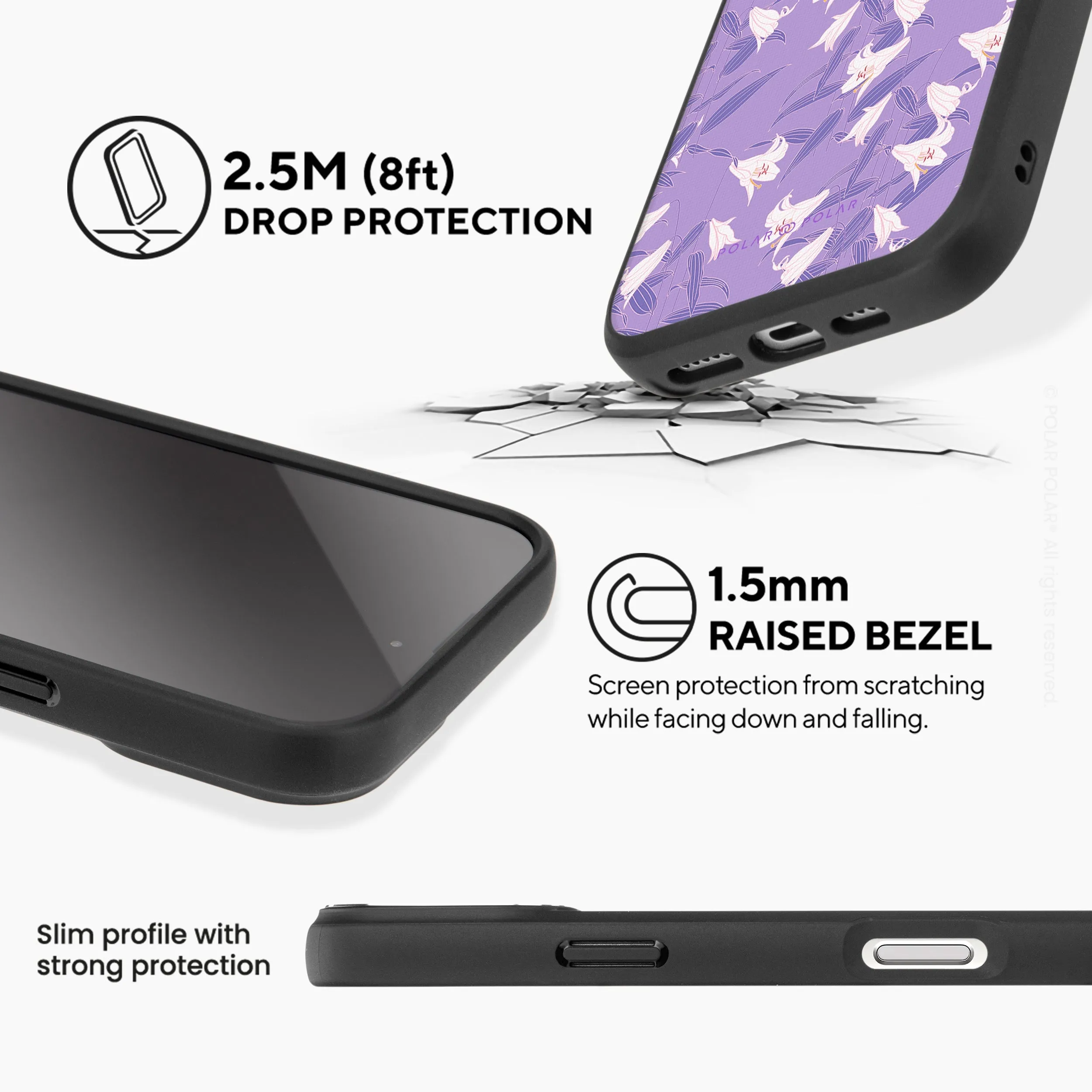 Lavender Lily - iPhone 16 Pro Max Frosted Black Bumper MagSafe Case
