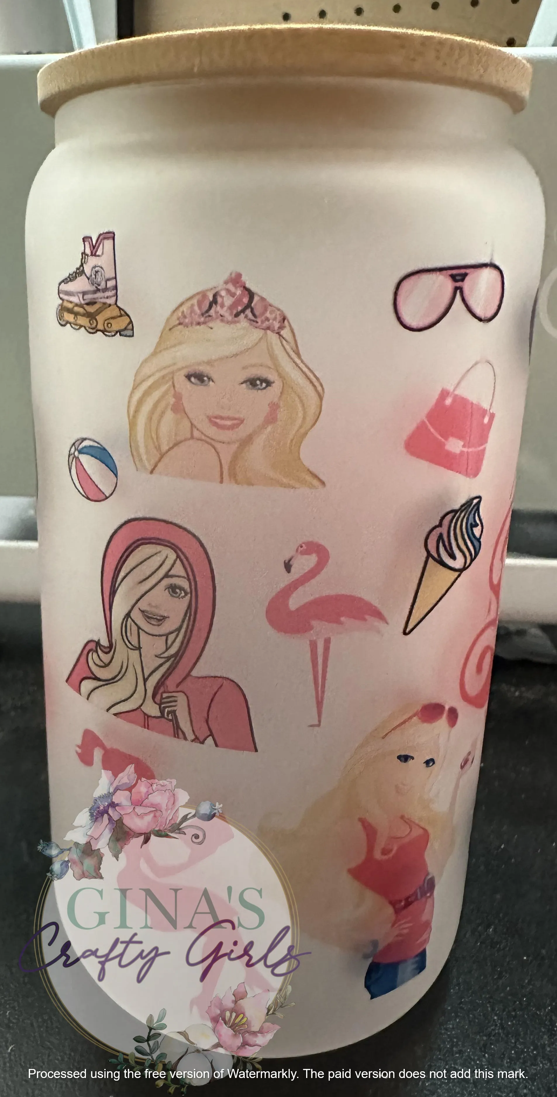 Lets Go Barbie Glass Can Cup
