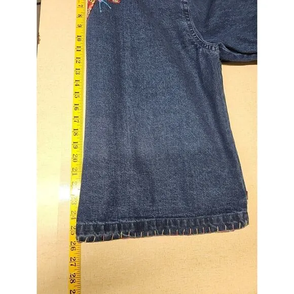 Lifestyle Woman Vintage Denim Jacket Large Applique Butterflies Ribbon