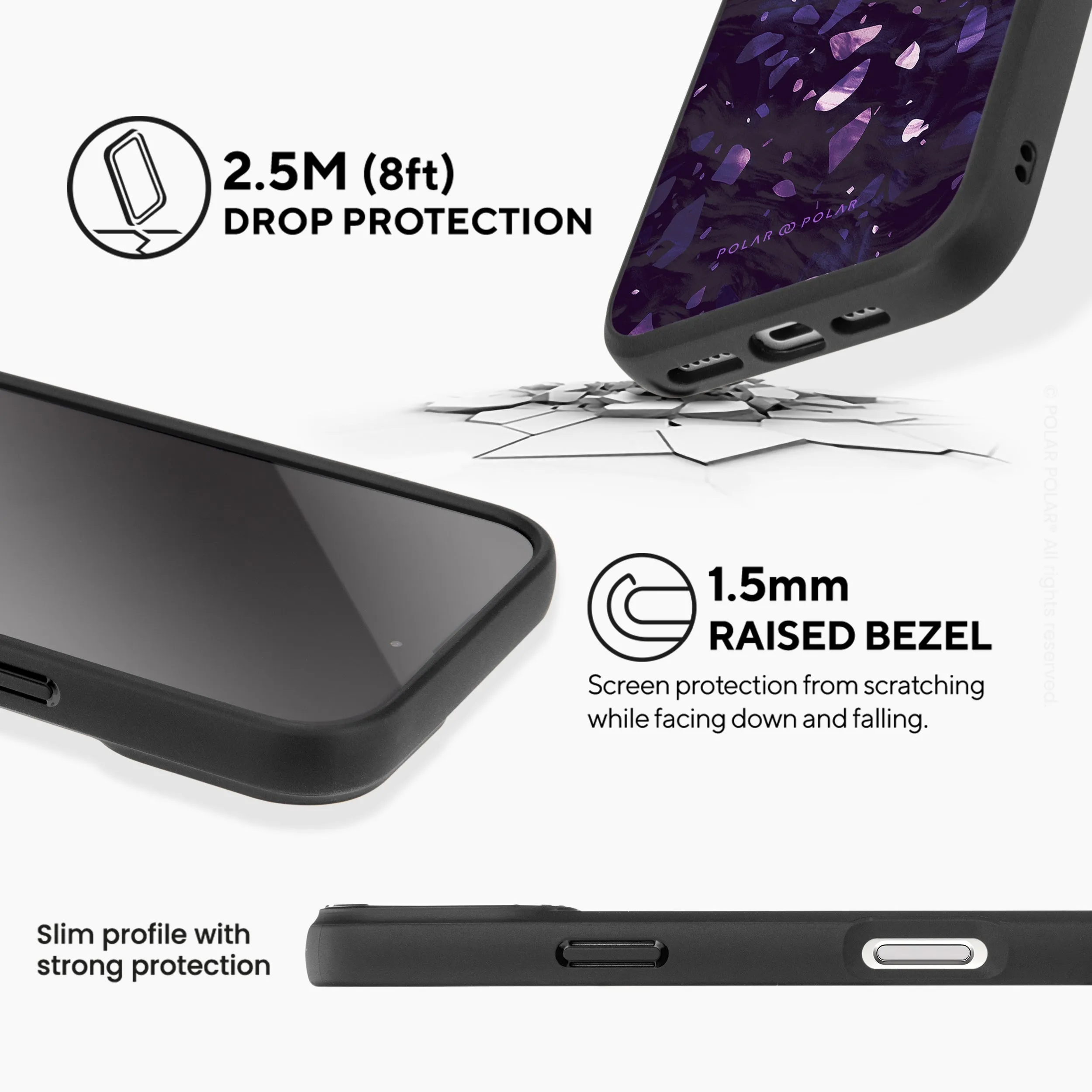 Lilac Terrazzo Gem - iPhone 16 Frosted Black Bumper MagSafe Case