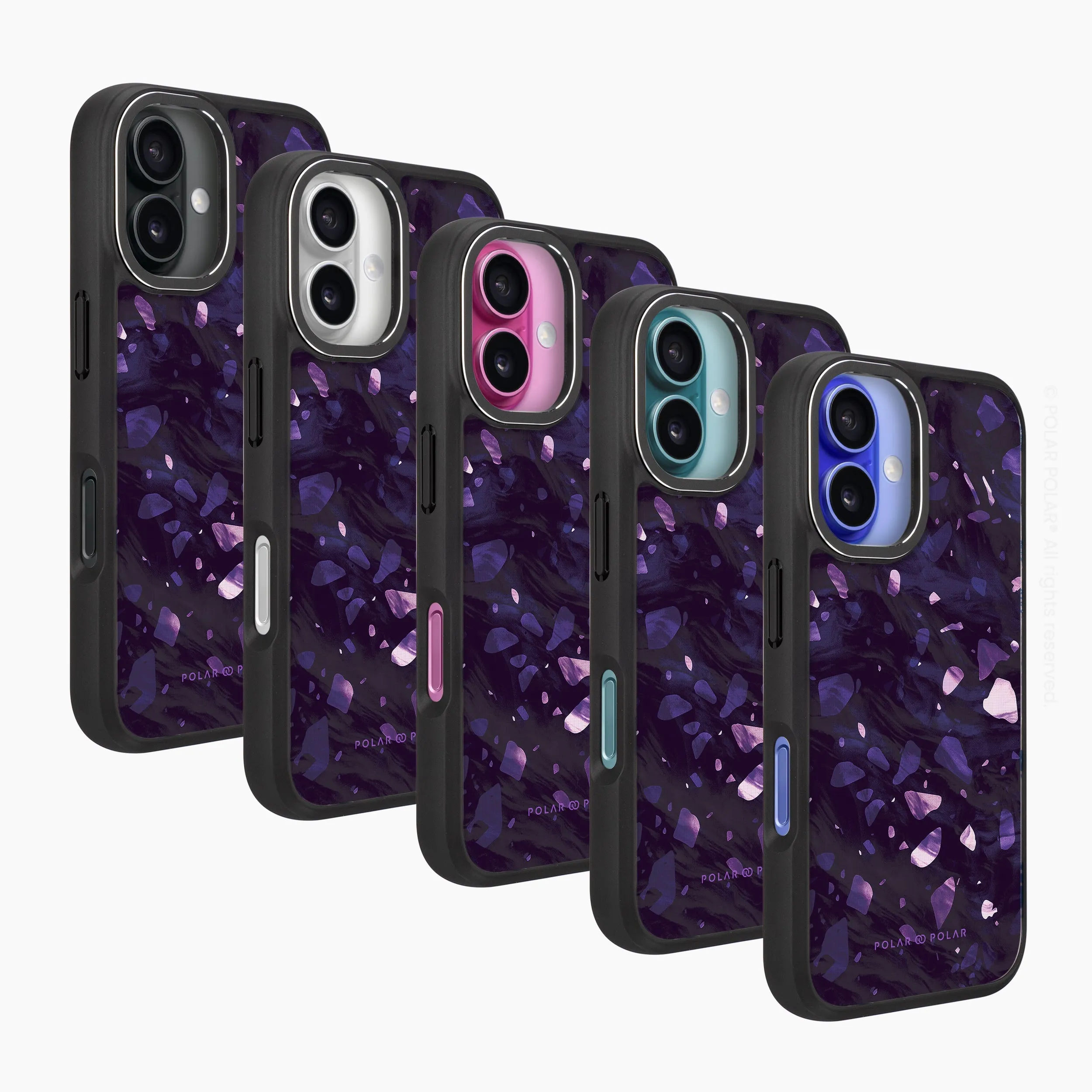 Lilac Terrazzo Gem - iPhone 16 Frosted Black Bumper MagSafe Case