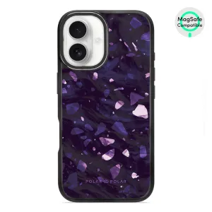 Lilac Terrazzo Gem - iPhone 16 Frosted Black Bumper MagSafe Case