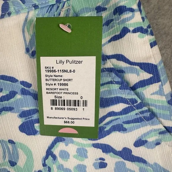 Lilly Pulitzer Callahan Shorts‎ Size 0 Resort White Barefoot Princess Beach NEW
