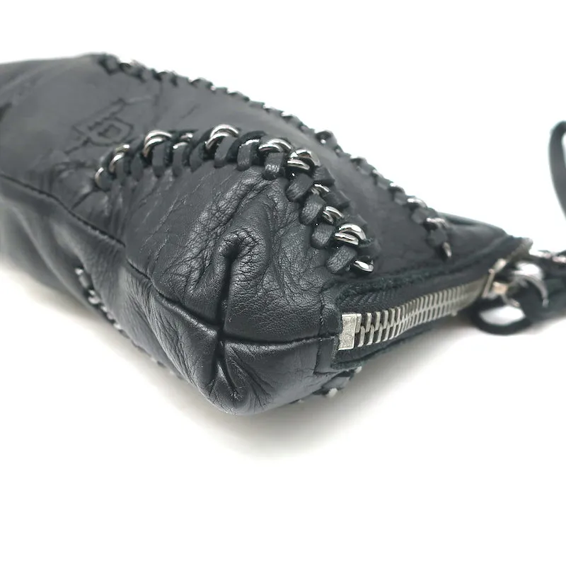 Linea Pelle Jules Clutch Chain-Trimmed Black Leather Small Bag NEW