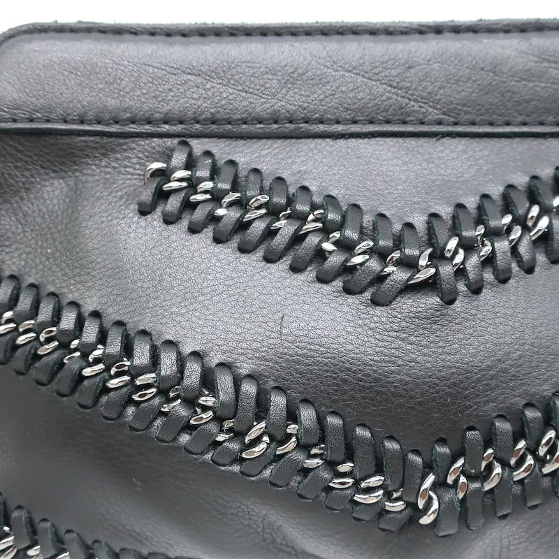 Linea Pelle Jules Clutch Chain-Trimmed Black Leather Small Bag NEW
