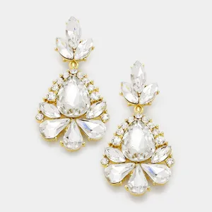 Little Girls Crystal Pageant Earrings on Gold | 346172