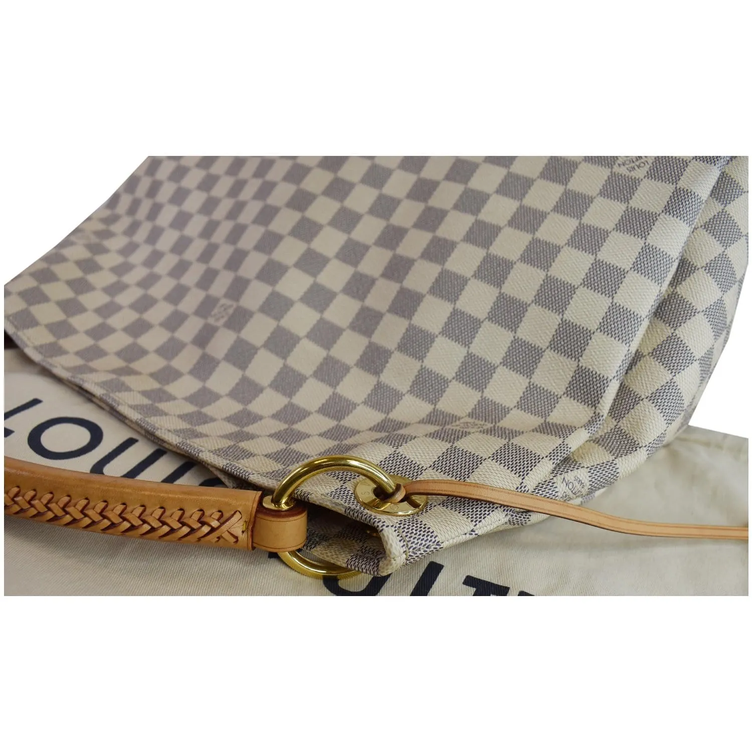 LOUIS VUITTON Artsy MM Damier Azur Shoulder Bag White