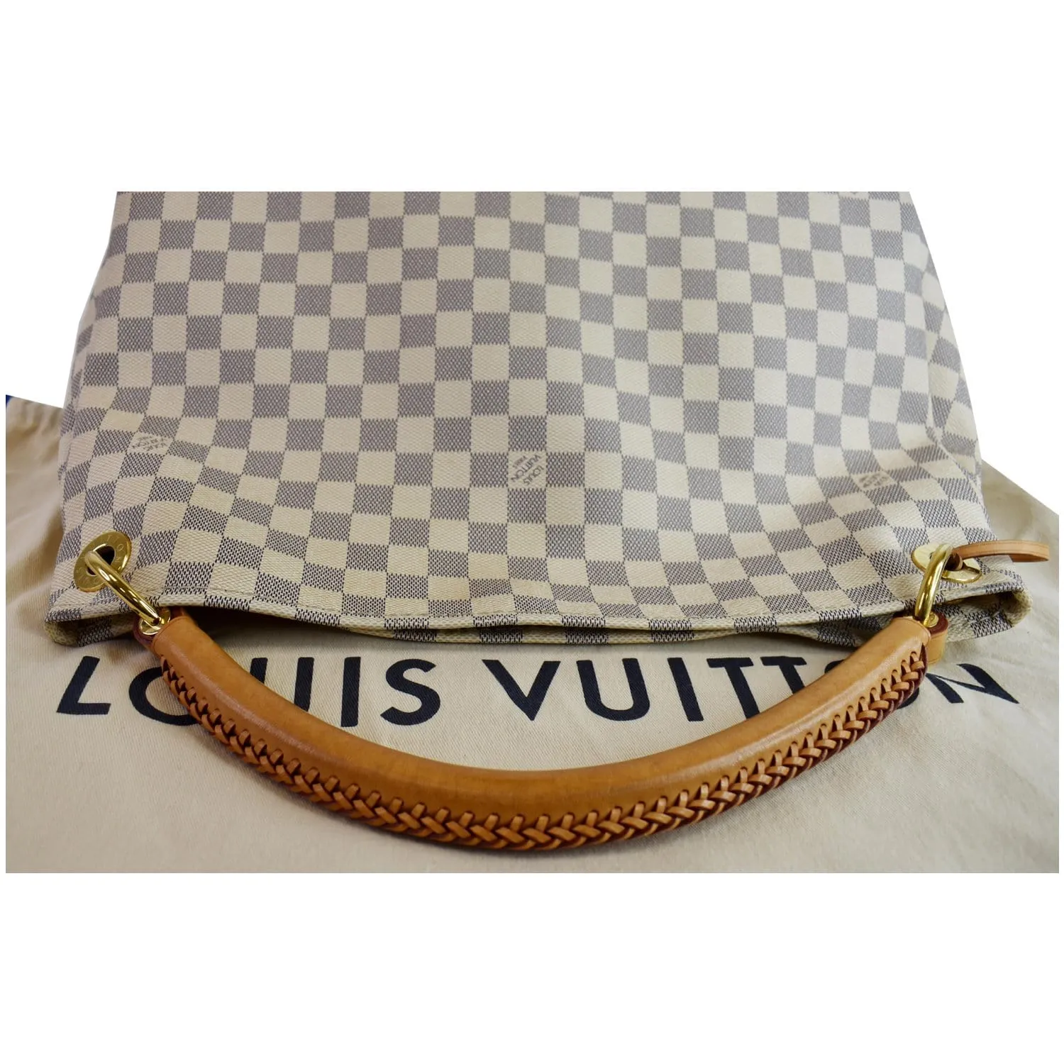 LOUIS VUITTON Artsy MM Damier Azur Shoulder Bag White